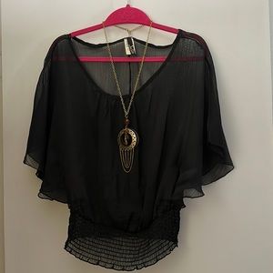 💕 Black Sheer Blouse